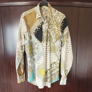 Etro Patchwork Paisley Shirt in Yellow and Black
